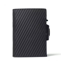 3 Pcs Business Leather Aluminum Card Holder with Coin Pocket