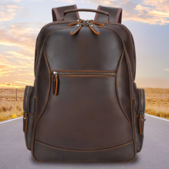 2 Pcs Vintage Style Brown Leather Backpack