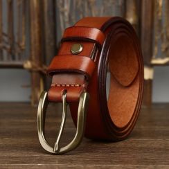 4 Pcs Genuine Leather Pin Buckle Belts for Men